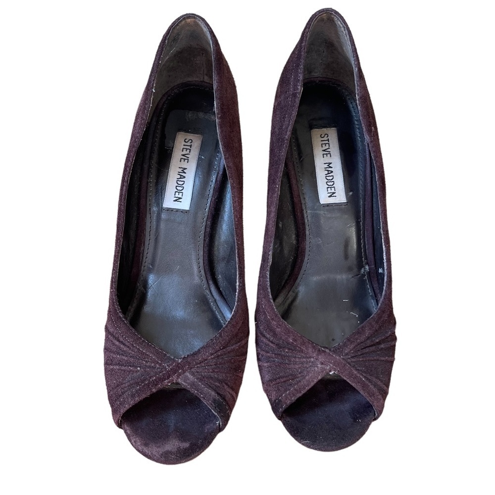 Steve Madden Open‎ Toe Suede Heels in Chocolate Color Size: 7.5